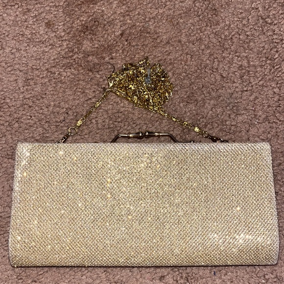 Zeca Italy Design Gold Sparkly Clutch/Strap Purse - Picture 4 of 4